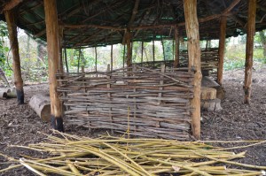 Constructing the hut walls