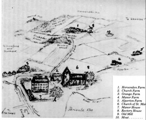 Map showing the area around the church in 1700