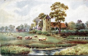 Painting showing the rural nature of the area around the church in the past