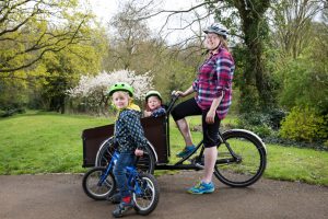 Rachael, her children and the cargo bike