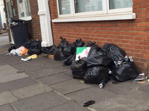 Fly-tipping dumped in a street