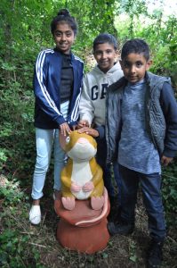 Children find the mouse along the Gruffalo trail at Horsenden Hill