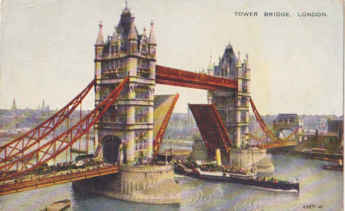 Tower Bridge with bascules open