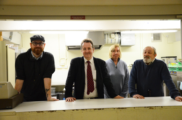 Andrew Mcleay, Julian Bell, Jen Wadcote and Alan Simpson at the soup kitchen