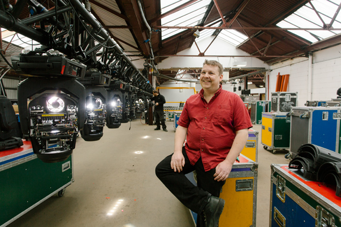 Haydn Cruickshank of Colour Sound Experiment with the new lighting bought through the council's smart business grant scheme