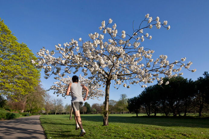 running in local park