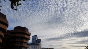 Mackerel sky over Perceval House in Ealing, photo taken by Mark Isles