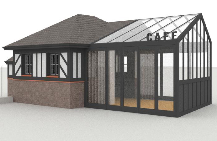 Graphic visual of the new café kiosk at Southall Manor House