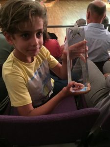 Ealing BMX Club's Wingz rider Jimmy with the award won by the club at Ealing Sports Awards