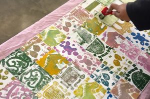 Block printing at the Big Draw