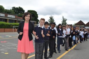 Councillor Rai has a go at the school's daily mile