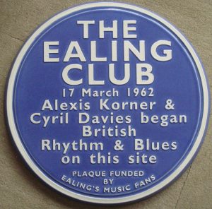 Blue plaque outside the former Ealing Club