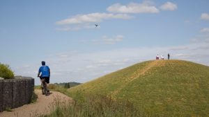 Get Moving challenge. Cyclist and walkers at Northala Fields