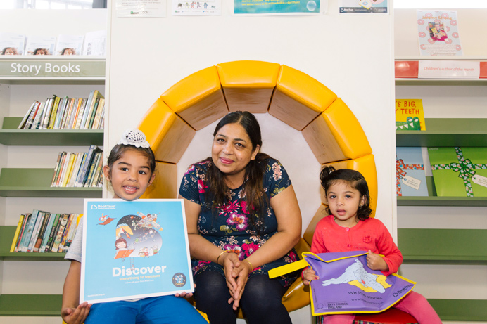 Libraries run the Bookstart programme. Sarabjit and her children enjoyed taking part