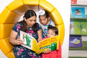Libraries run the Bookstart programme. Sarabjit and her children enjoyed taking part