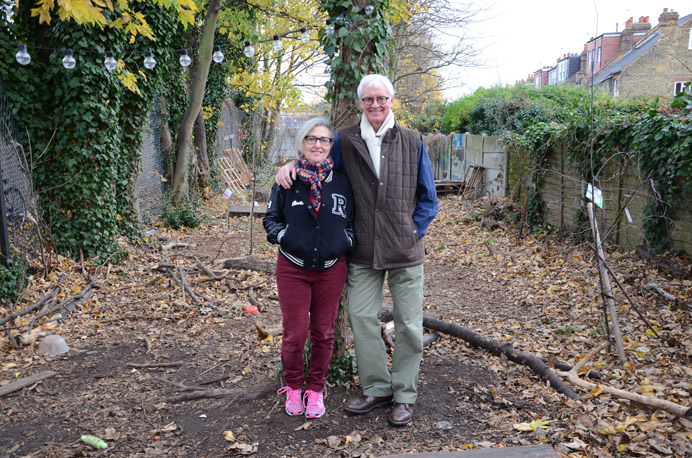 Don and Suzanne Tanswell in the new forest school in Acton