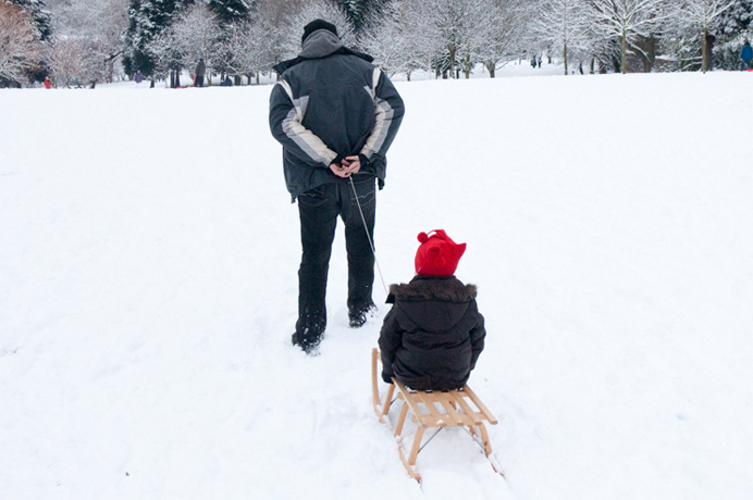 Playing in the snow in Ealing