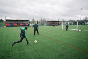 Celtic Youth FC players trying out the new pitches at Rectory Park