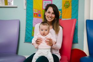 Dani Collins and baby Ella at Grange Children's Centre