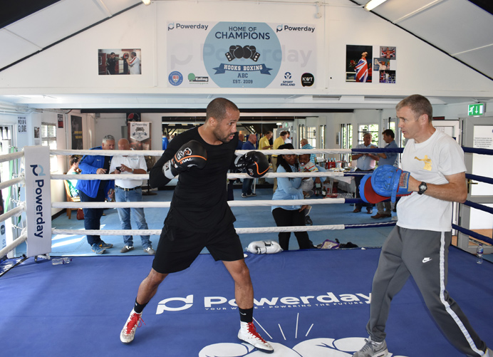 James DeGale at the opening of Powerday Hooks Amateur Boxing Club in Acton