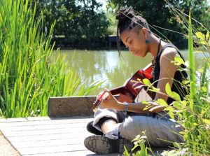 Harpreet Gehdu - friend playing guitar in Northala Fields Northolt