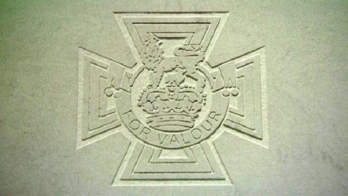 Paving slab with image of Victoria Cross