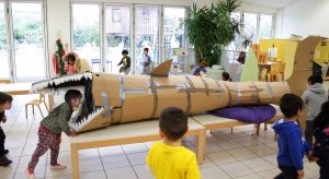 Students at Greenfields nursery create a life size shark.