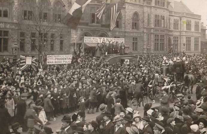 Tank outside Ealing Town Hall to raise war bonds