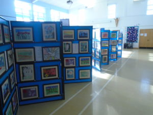 The exhibition in the hall at St John Fisher Catholic Primary School