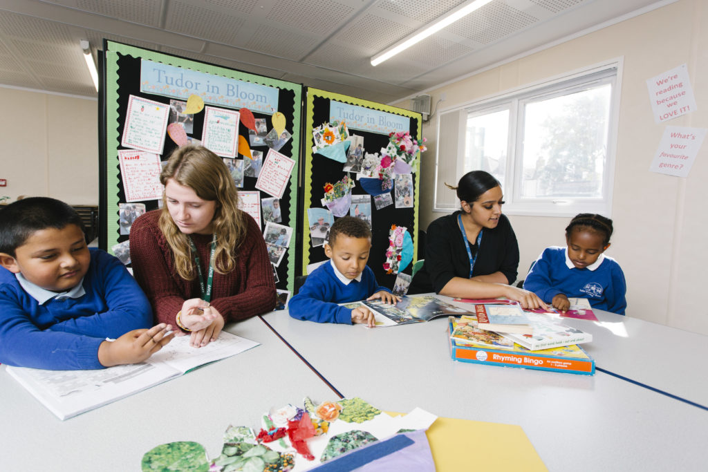 Amelia and Fizza are doing apprenticeships at Tudor Primary School