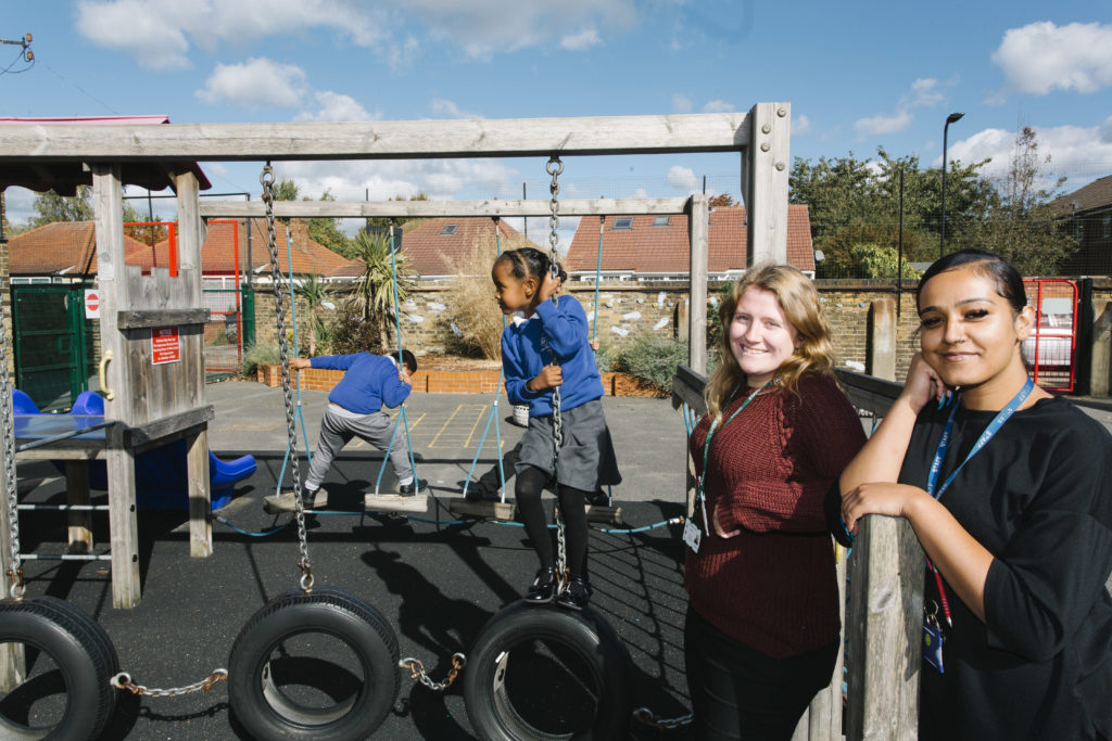 Amelia and Fizza are doing apprenticeships at Tudor Primary School