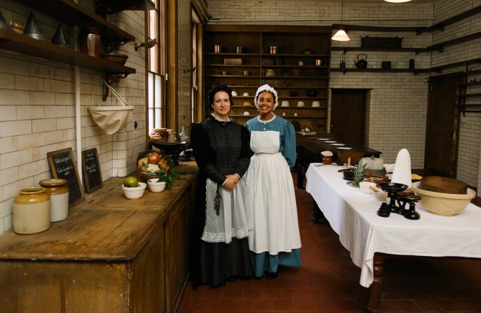 Staff in period costume at Gunnersbury Park Museum