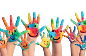 Painted kids' hands