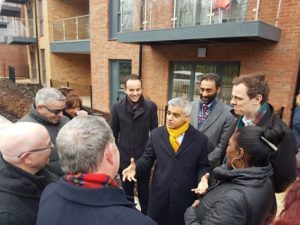 Mayor of London Sadiq Khan and his deputy visit new council homes