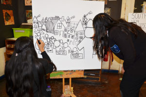 Pupils at Featherstone High School working on art for Southall Rising