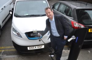 Councillor Julian Bell at electric charge point
