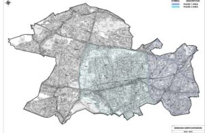 Map showing 20mph trial area