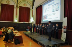 Youth travel ambassadors at The Cardinal Wiseman School giving a presentation of their project