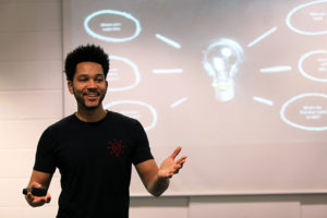 Anthony Bennett, giving motivational talks at Greenford High