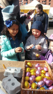 Swiss Cottage Easter Egg Treasure Hunt children and eggs