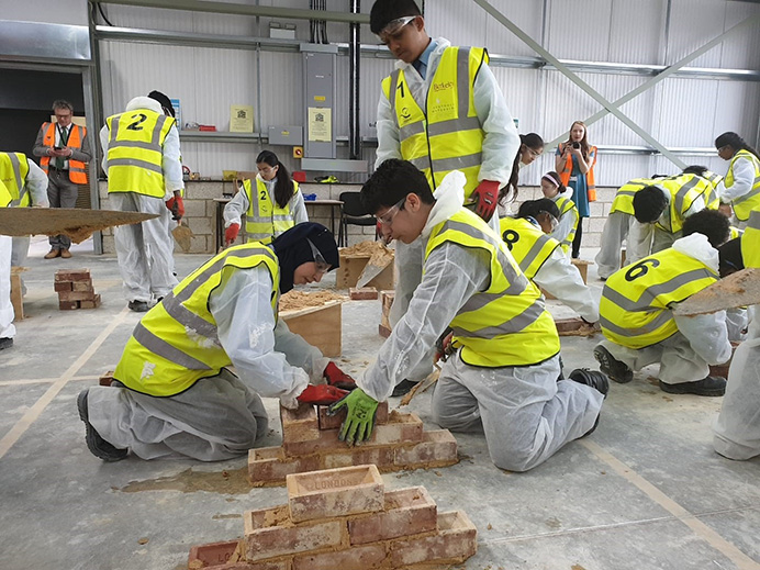 Bricklaying at the Construction Challenge 2019 event in Southall