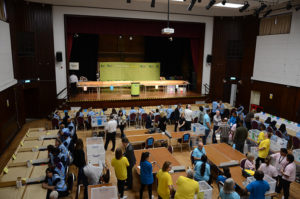 Greenford Hall before the counting of votes began