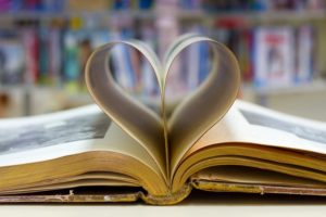 library - book with 2 pages shaped into a heart shape
