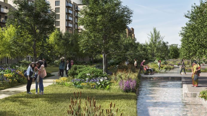 Southall Waterside Linear Park CGI picture