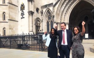 Councillors Camadoo-Rothwell, Bell and Rai outside The Royal Courts of Justice.