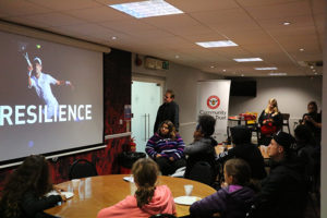 Workshop for young carers with Brentford FC's psychologist. World Mental Health Day