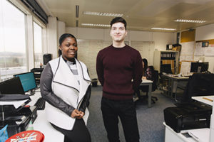 Tia and Yunus are apprentices at construction firm Adams Renovations