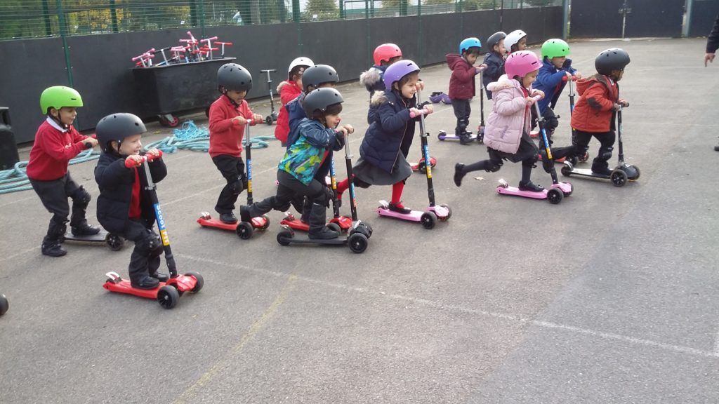Having a wheely good time scooting to stay fit