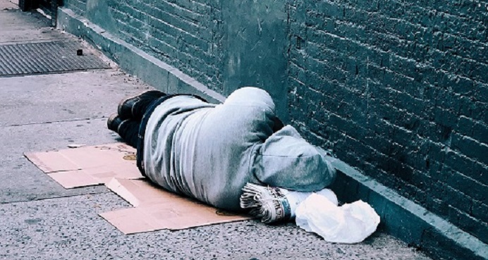 Rough sleeper on streets