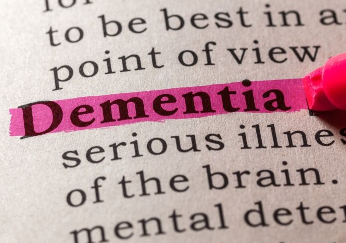 The word dementia highlighted in pink
